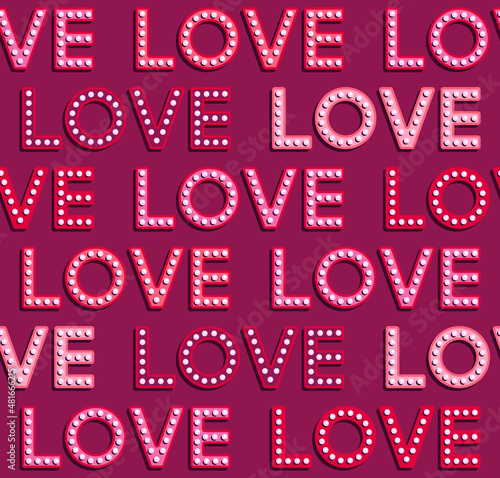 Valentine's LOVE LOVE letters vintage light bulbs burgundy pattern