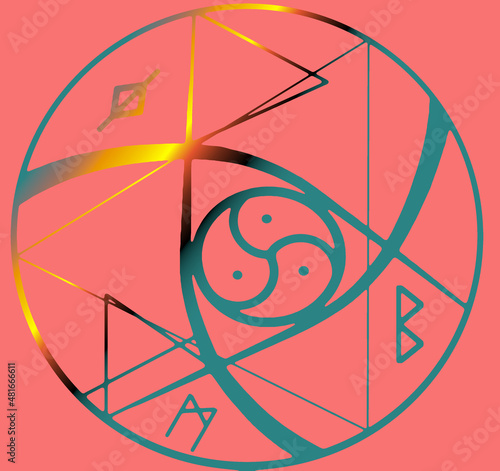 Digital drawing of a magic sigil of Protection, ideal for amulets. Can be used as tattoo, logos and prints.  photo