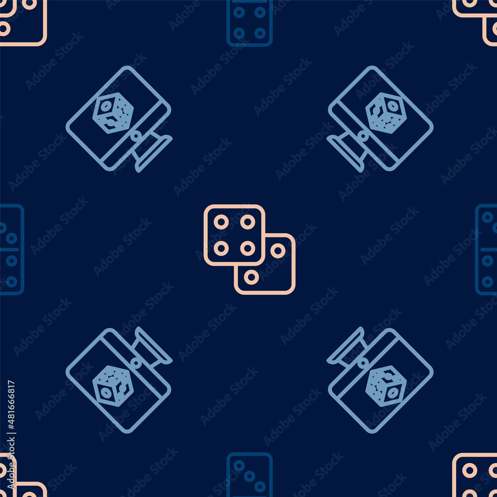 Set line Domino, Game dice and on seamless pattern. Vector Set line Domino, Game dice and on seamless pattern. Vector