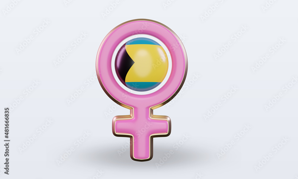 Obraz premium 3d women day symbol Bahamas flag rendering front view