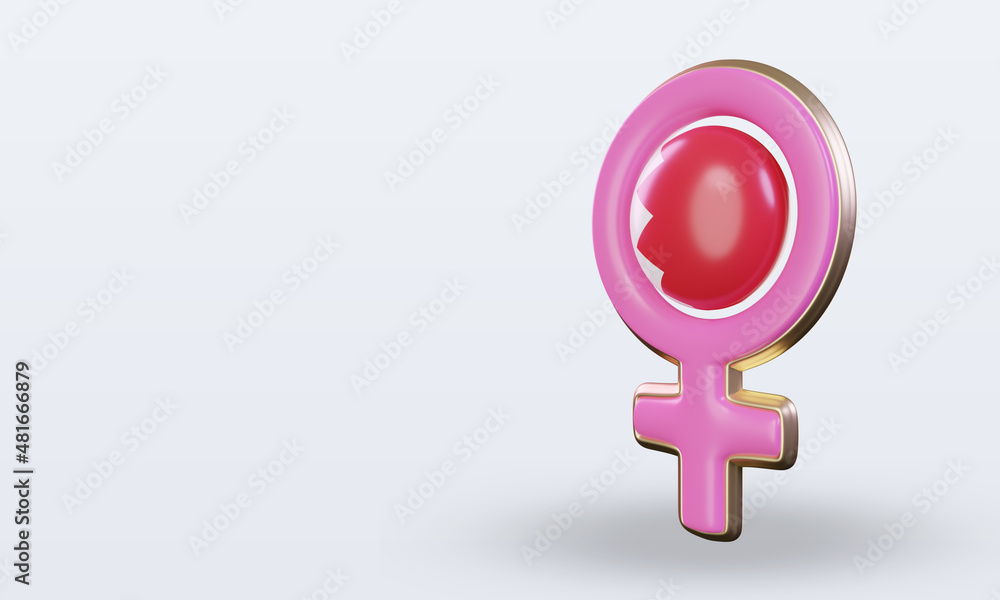3d women day symbol Bahrain flag rendering right view 3d women day symbol Bahrain flag rendering right view