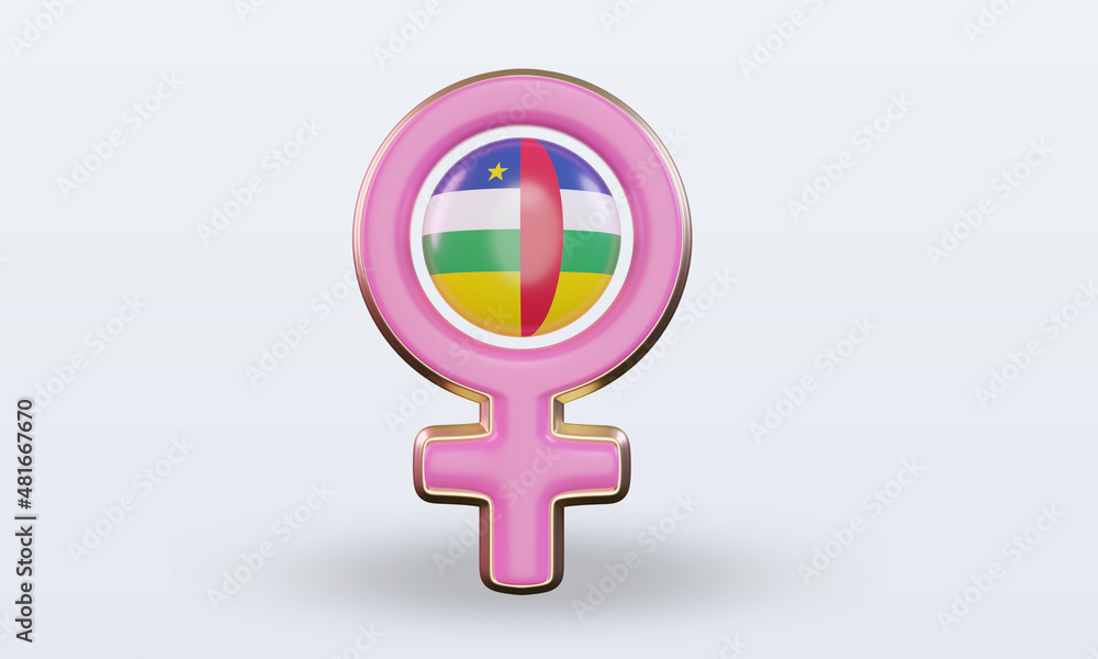 3d women day symbol Central African Republic flag rendering front view 3d women day symbol Central African Republic flag rendering front view