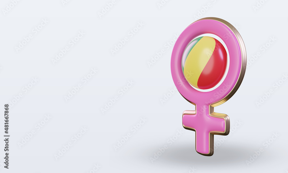 3d women day symbol Republic Congo flag rendering right view 3d women day symbol Republic Congo flag rendering right view
