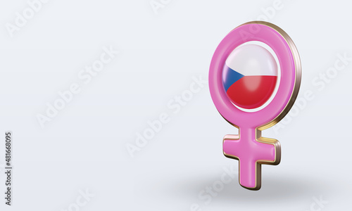 3d women day symbol Czech Republic flag rendering right view
