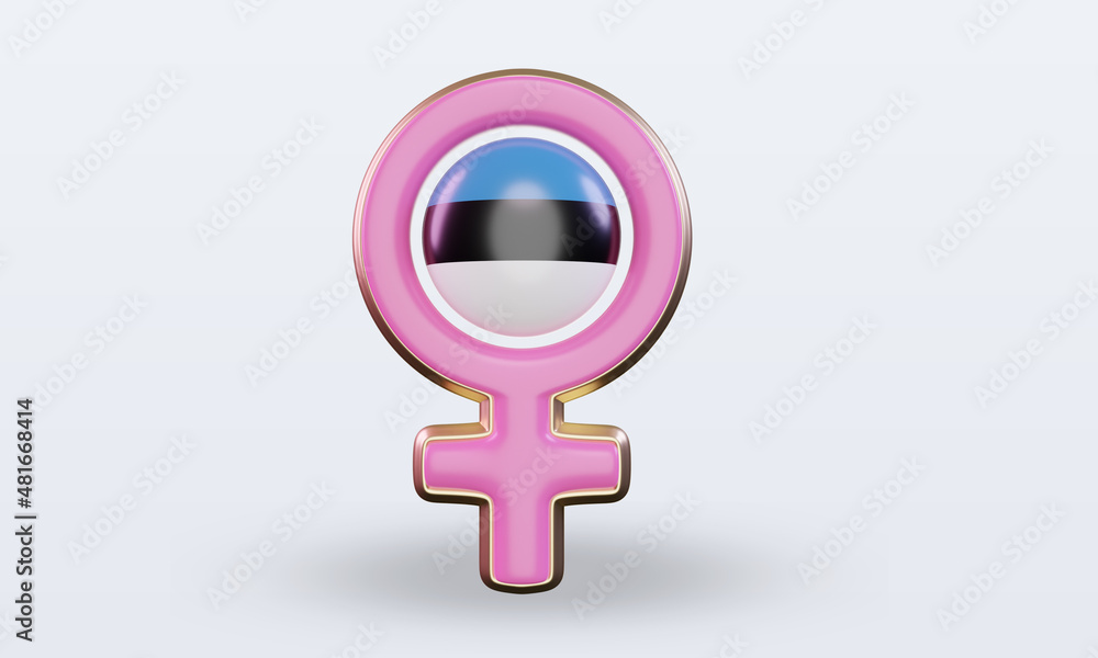 3d women day symbol Estonia flag rendering front view 3d women day symbol Estonia flag rendering front view