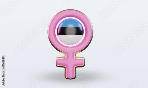 3d women day symbol Estonia flag rendering front view