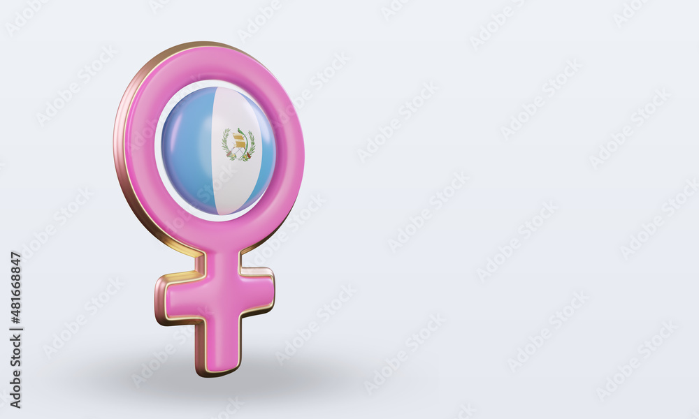 3d women day symbol Guatemala flag rendering left view 3d women day symbol Guatemala flag rendering left view