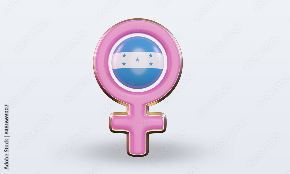 3d women day symbol Honduras flag rendering front view 3d women day symbol Honduras flag rendering front view