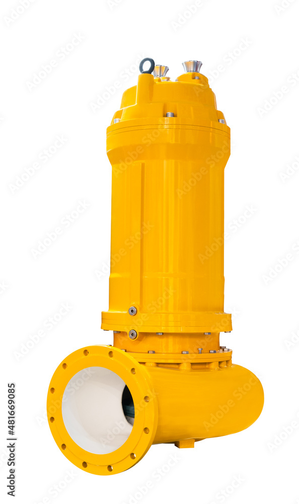 Industrial high-pressure water pump for cold water supply, Isolated on white background.