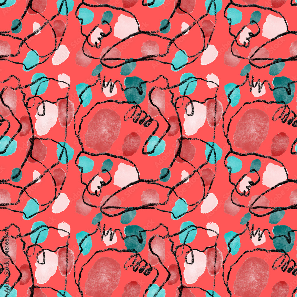 Creative seamless pattern with beautiful bright abstract elements. Colorful texture for any kind of a design. Graphic abstract background. Contemporary art. Trendy modern style. Creative seamless pattern with beautiful bright abstract elements. Colorful texture for any kind of a design. Graphic abstract background. Contemporary art. Trendy modern style.