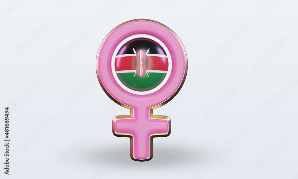 3d women day symbol Kenya flag rendering front view 3d women day symbol Kenya flag rendering front view