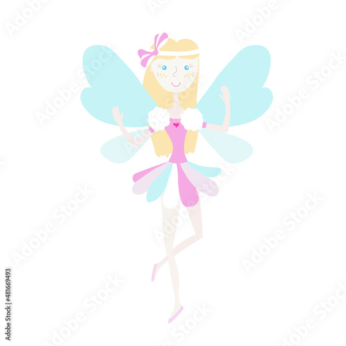 Fairy princess with butterfly wings colorful illustration for children coloring page stock vector illustration