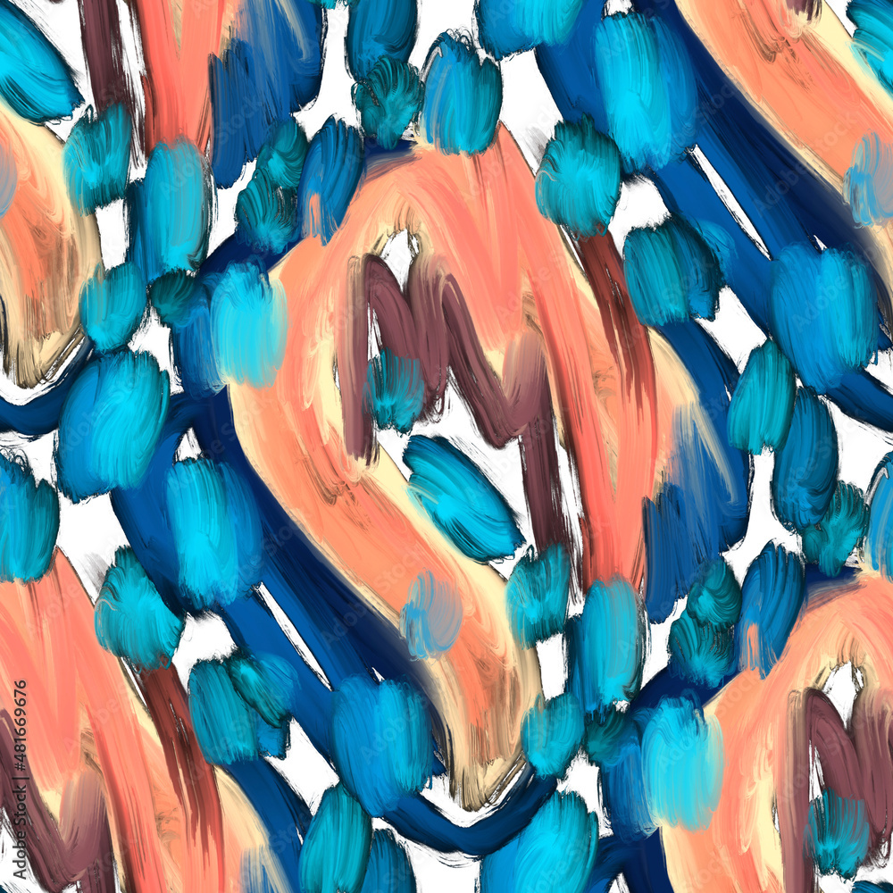 Obraz premium Creative seamless pattern with beautiful bright abstract elements. Colorful texture for any kind of a design. Graphic abstract background. Contemporary art. Trendy modern style. 