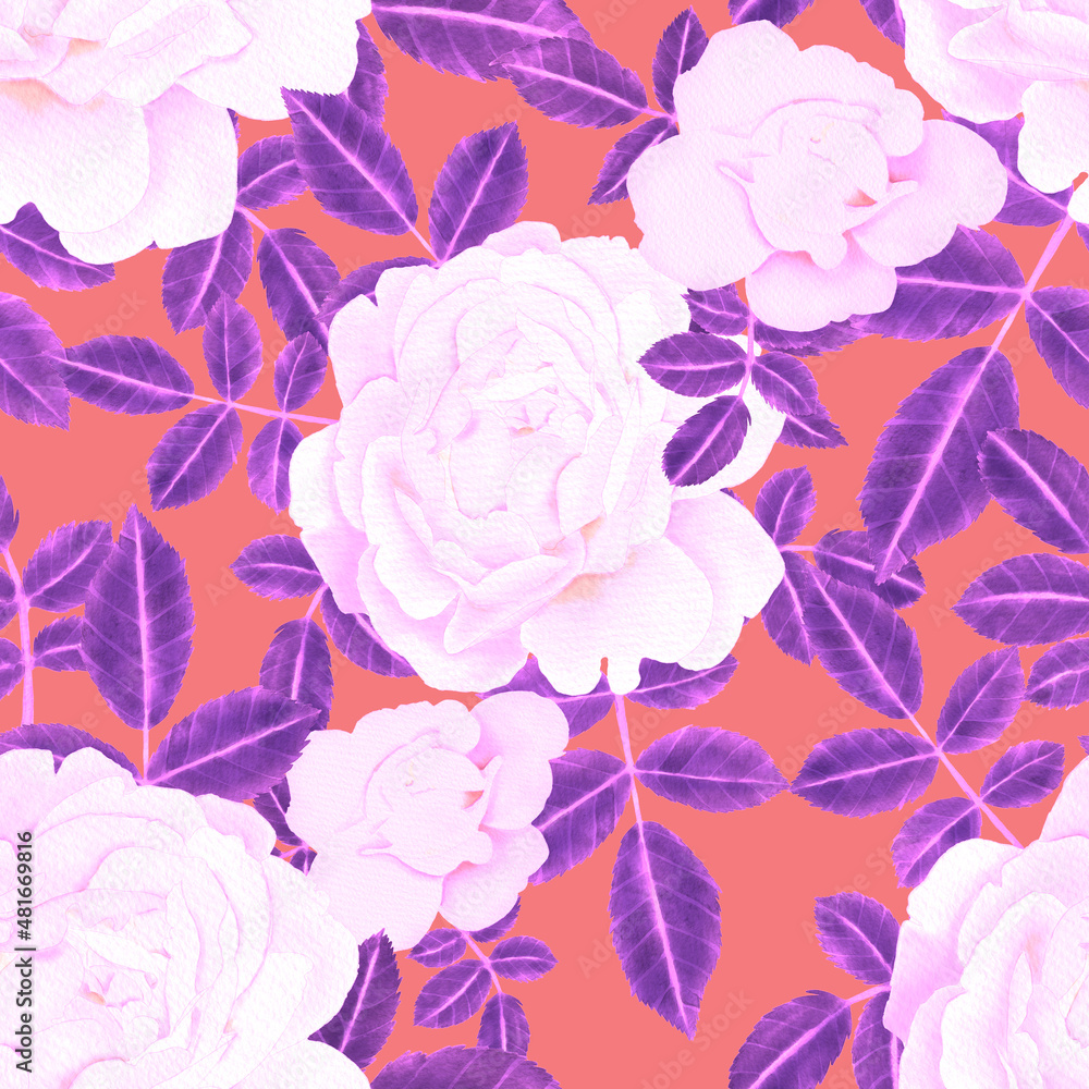 Watercolor seamless pattern with roses Watercolor seamless pattern with roses