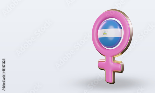 3d women day symbol Nicaragua flag rendering right view