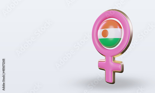 3d women day symbol Niger flag rendering right view