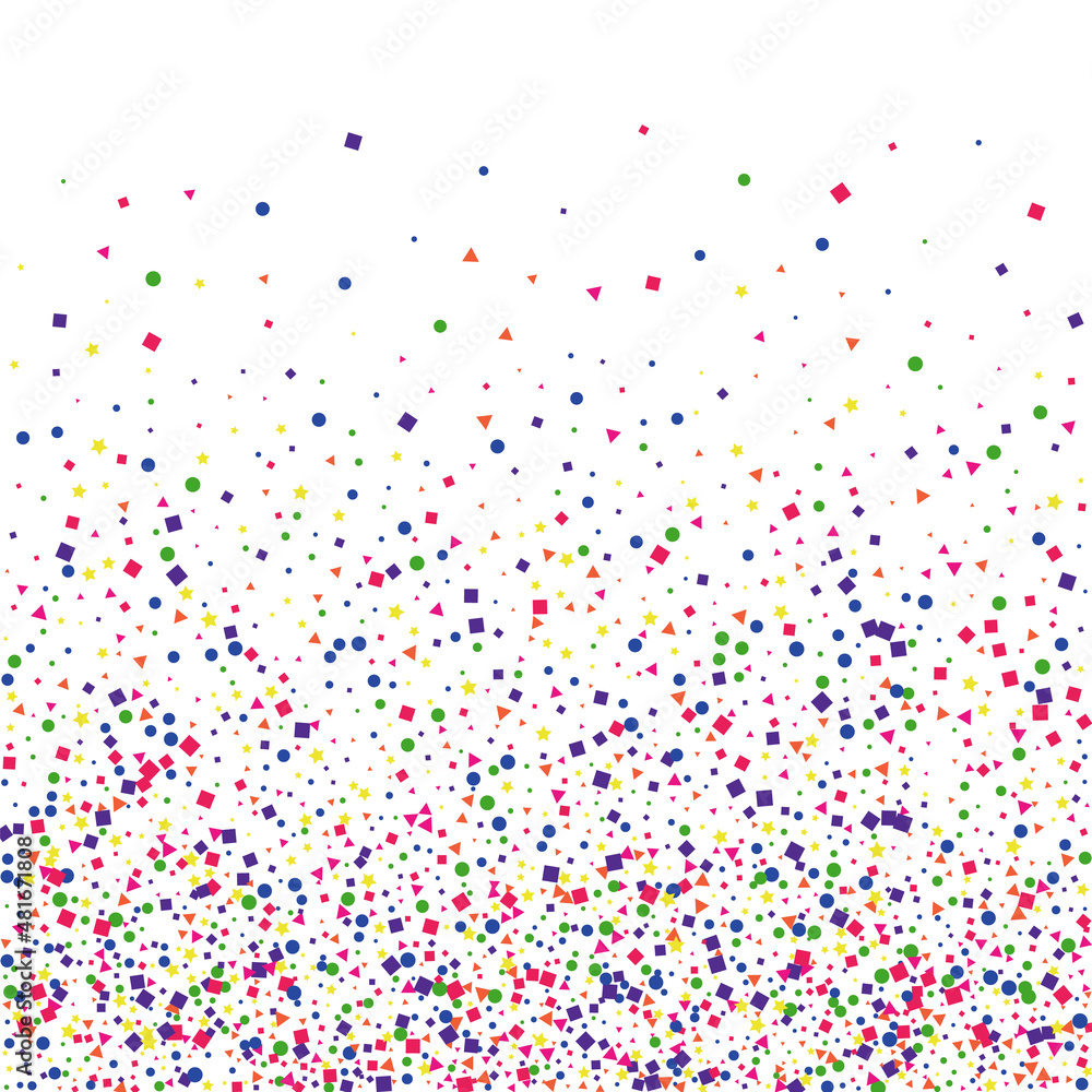 Yellow Confetti Paper Background. Carnaval Square Isolated. Blue Gift Dot Texture. Pink Fiesta Geometric.