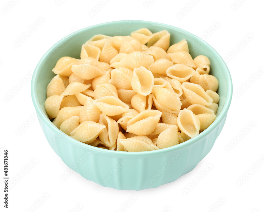 Bowl with tasty pasta on white background Bowl with tasty pasta on white background