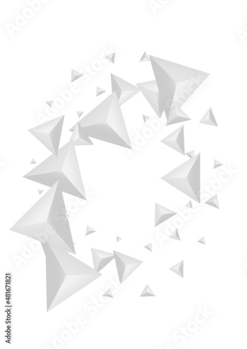 Fototapeta Naklejka Na Ścianę i Meble -  Grizzly Origami Background White Vector. Pyramid Style Banner. Gray Volume Template. Fractal Shatter. Greyscale Triangular Design.
