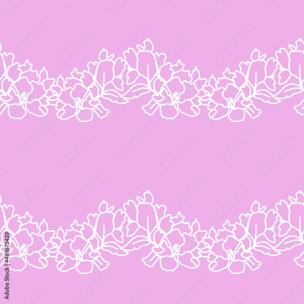 Vector seamless pattern with sakura on pink background. Spring, botanical, floral, festive hand painted print.Design for wrapping paper, textiles, fabric, wallpaper, packaging.