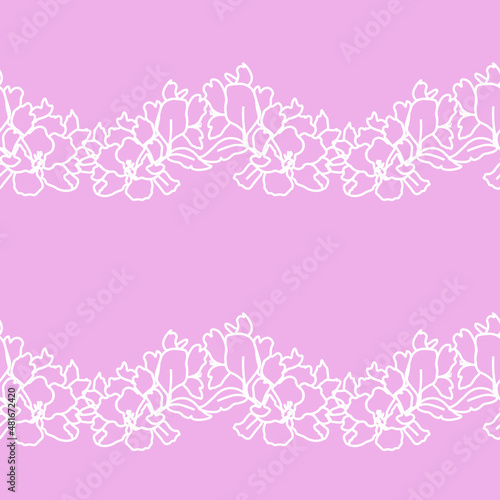 Vector seamless pattern with sakura on pink background. Spring, botanical, floral, festive hand painted print.Design for wrapping paper, textiles, fabric, wallpaper, packaging.