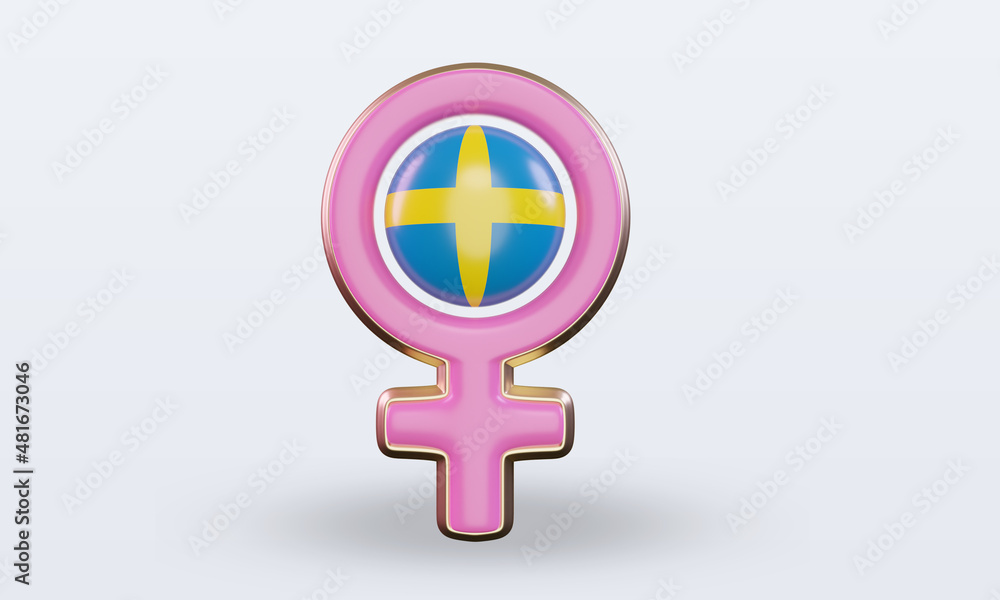 3d women day symbol Sweden flag rendering front view 3d women day symbol Sweden flag rendering front view