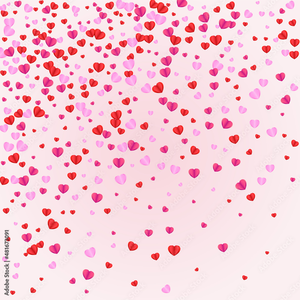 Tender Confetti Background Pink Vector. Happy Frame Heart. Lilac
