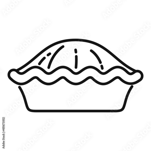 Top view apple pie icon outline vector. Cake dessert