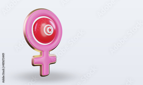 3d women day symbol Tunisia flag rendering left view photo