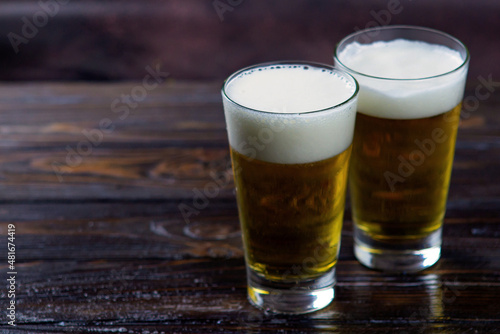 beer in a glass on a dark background