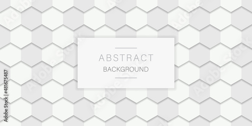 White Hexagonal Futuristic Simple Background. Hexagon White Background for Presentation. White Hexagon Banner. 3d Honeycomb Geometric Pattern. Abstract Modern Wallpaper Design. Vector Illustration
