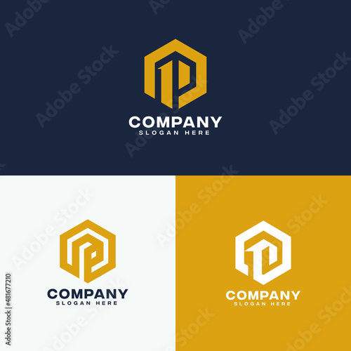 Flat logo P, icon template design 