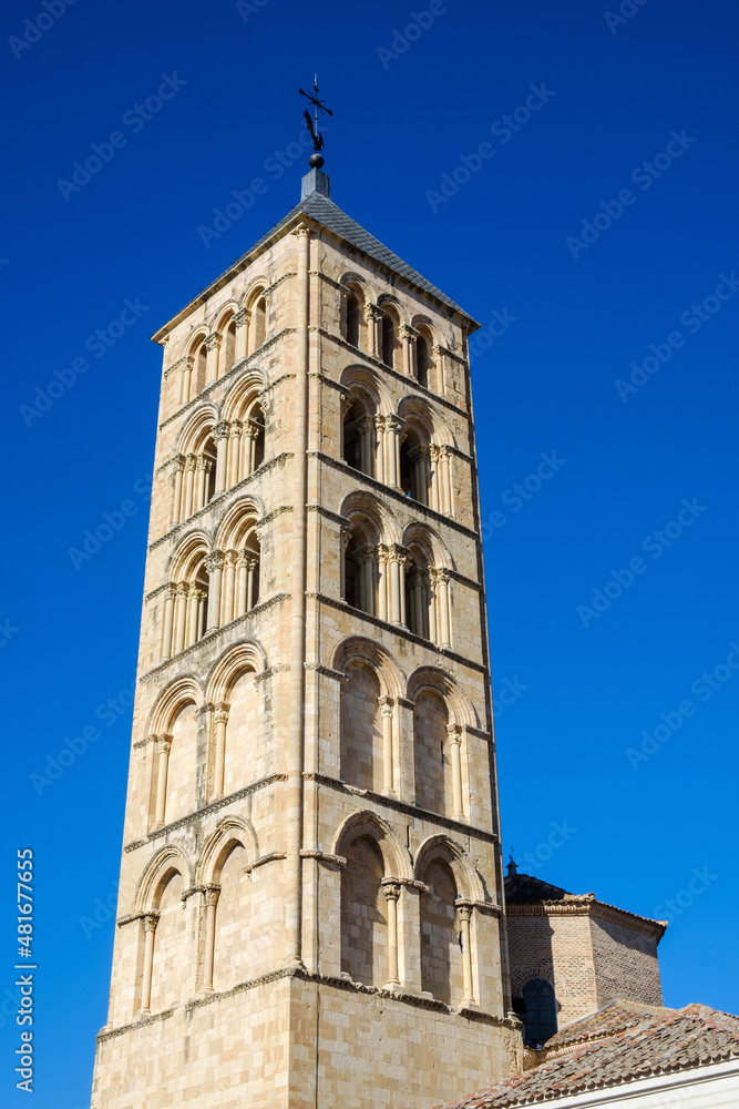 Tower of the Romanesque church of San Esteban in Segovia, Castilla y León, Spain.