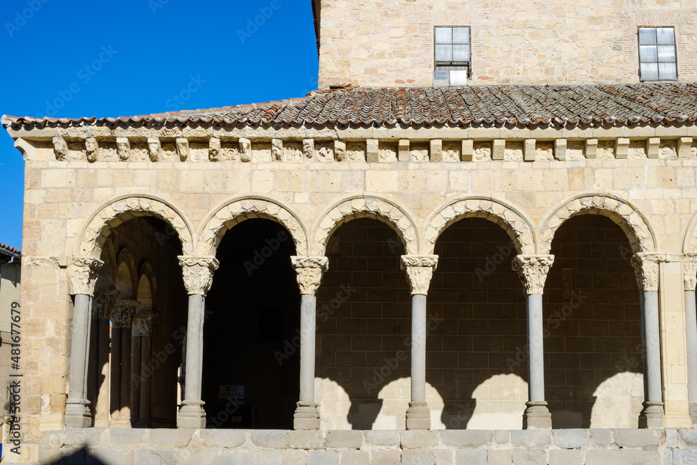 Entrance to the Romanesque church of San Esteban in Segovia, Castilla y León, Spain