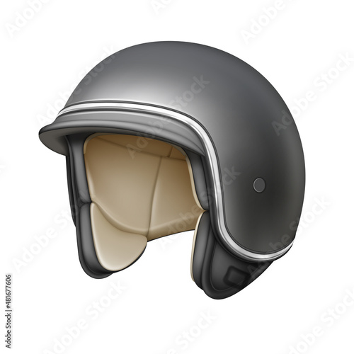 motorcycle helmet moto. safety driver. head retro hat 3d realistic vector