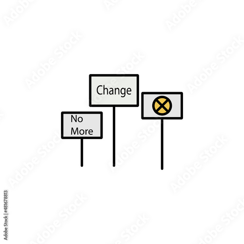 no longer, change, forbidden, unity line colored icon. Elements of protests illustration icons. Signs, symbols can be used for web, logo, mobile app, UI, UX