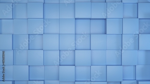 Design 3D render background blue cubes wallpaper