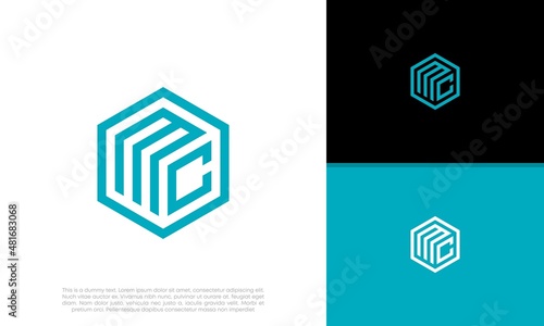 Obraz na płótnie Initials MC logo design. Initial Letter Logo. Initial Letter Logo. Innovative high tech logo template.
