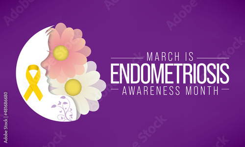 Endometriosis awareness month is observed every year in March, is a painful condition where endometrial tissue grows outside the uterus. Vector illustration