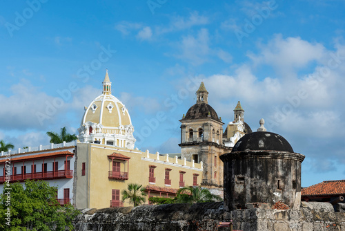 Cartagena, Bolivar, Colombia. November 3, 2021: Architecture of the San Pedro de Claver Church