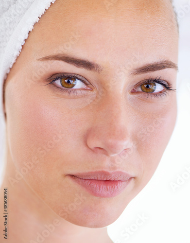 Confident and composed. Close up shot of a stunning woman with a flawless complexion.
