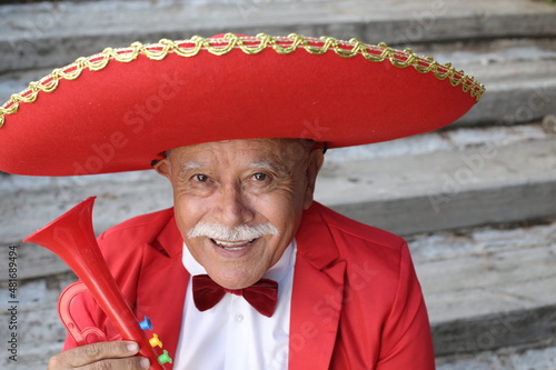 Mexican folklore performer with red outfit © ajr_images