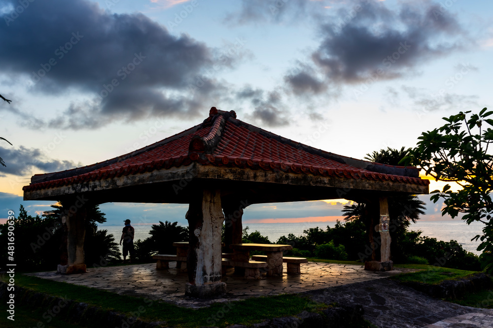 Gazebo overlooking the sunset.