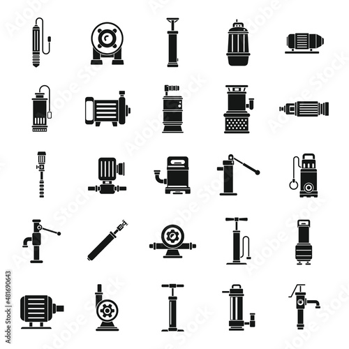 Pump icons set simple vector. Water tank