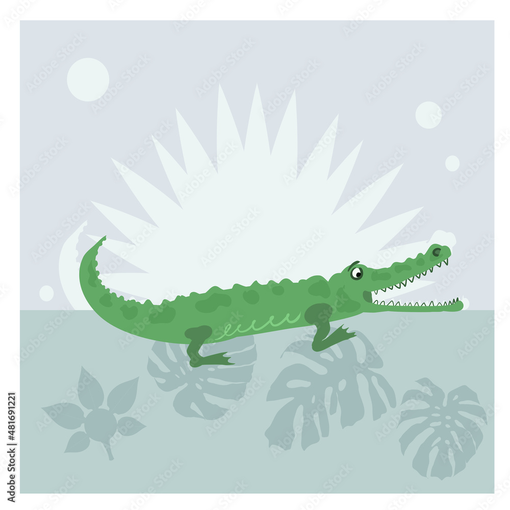 Green crocodile, alligator vector illustration Green crocodile, alligator vector illustration