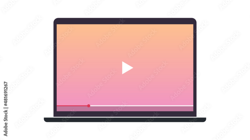 Responsive design play button and video interface on smart devices flat vector illustration. Responsive design play button and video interface on smart devices flat vector illustration.