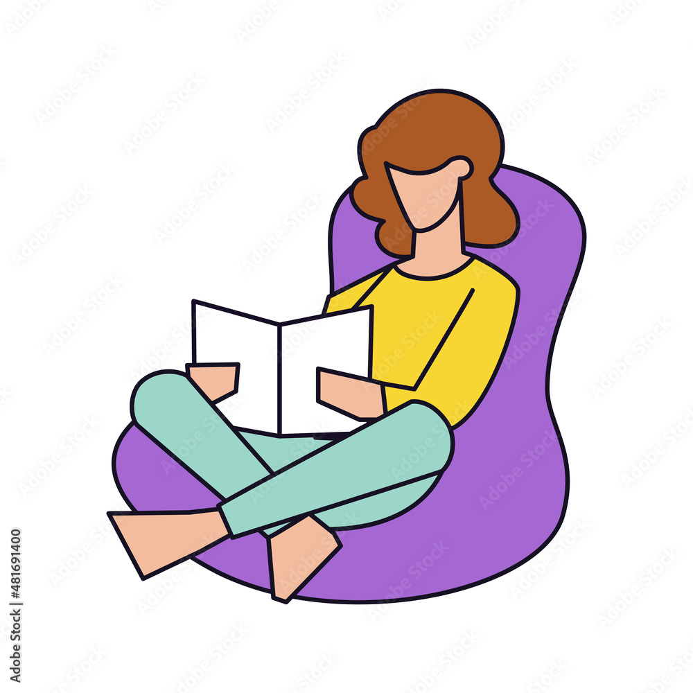 Isolated woman reading people activities vector illustration