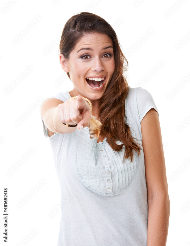 You're funny. A beautiful young woman pointing her finger at the camera in a teasing gesture. You're funny. A beautiful young woman pointing her finger at the camera in a teasing gesture.