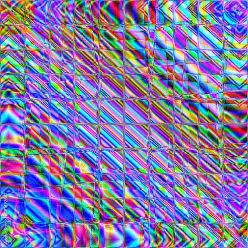 Abstract Colorful 2D Tiled Fractal (Blue) - color, pattern & texture! Everything mixed up beautifully for you!!