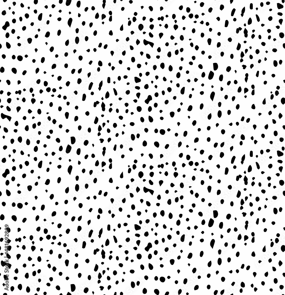 Seamless pattern of hand-drawn black dots. Suitable as a pattern for fabric
